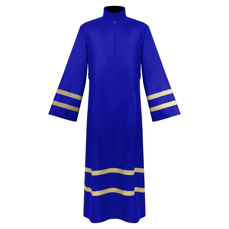 Medieval European Stand Collar Robe: Long Sleeve Cosplay Outfit for Priest Performance