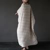 2024 Spring Ethnic-Style Mid-Length Striped Cotton Linen Dress for Women