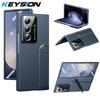 KEYSION Shockproof Case for Samsung Galaxy Z Fold 7 5G Hard PC Kickstand Phone Back Cover with Tempered Glass Screen Protector