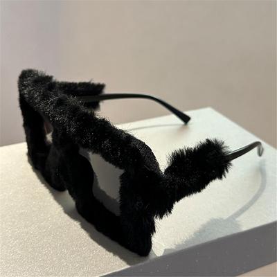 Y2K Übergroße Sonnenbrillen Stil Party Weihnachten Halloween Cosplay Winter Shades Weicher Flauschiger Eckiger Rahmen Sonnenbrillen für Damen