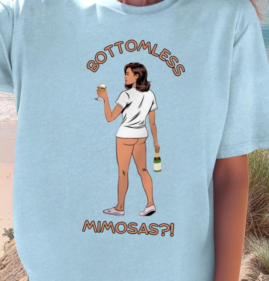 Bottomless Mimosas T-shirt | Champagne Brunch Tee, Funny Drinking Shirt 4XL