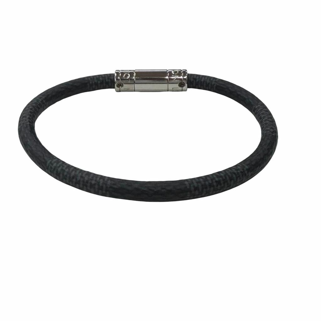 Great LOUIS VUITTON bracelet Damier Graphite Bracelet Keep It Bangle M6609E Used
