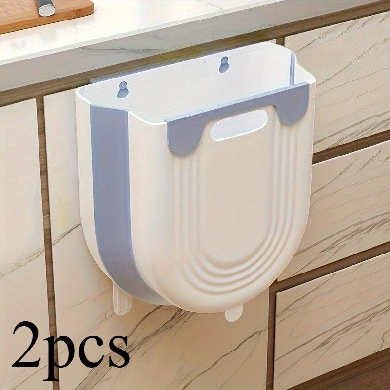 2 шт. Портативное складное мусорное ведро с крючком - Современный простой прямоугольный дизайн, Экономия места, Прочное пластиковое кухонное мусорное ведро для ванной комнаты 2pcs