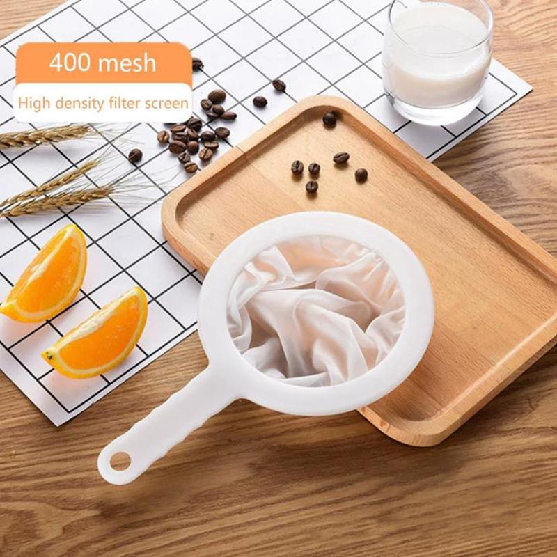 Colher Coador de Malha Ultrafina de Nylon Reutilizável Peneira Leite de Soja Suco Café Filtro de Alimentos Escorredor de Cozinha