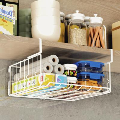 NATTY NING Hanging Storage Basket, Foldable and Stackable, No Drilling Required, Kitchen Storage Rack, Space-Saving, Anti-Drop Design, for Cupboards a