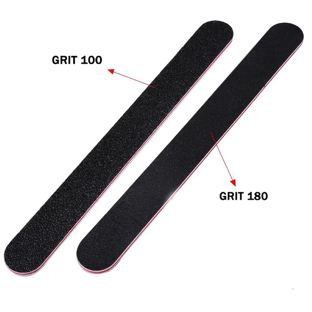 5Pcs Double Sided Emery Board Nail File, 100/180 Grit Nail Buffering Files, Black Manicure Pedicure Tool