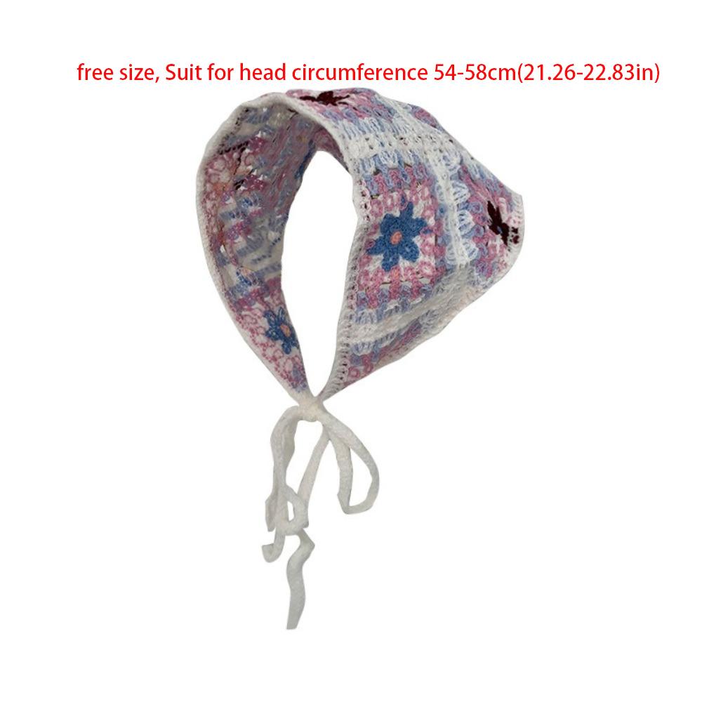 New Sweet Triangle Headband Cute Knitted Flower Headscarf Handmade French Pastoral Style Headwear Photo Props