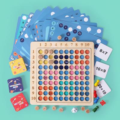 Dřevěná tabulka násobilky 99 2v1 Dětská dřevěná tabulka pro ranou výchovu Sto tabulka Digitální kognitivní matematický talent Nový produkt