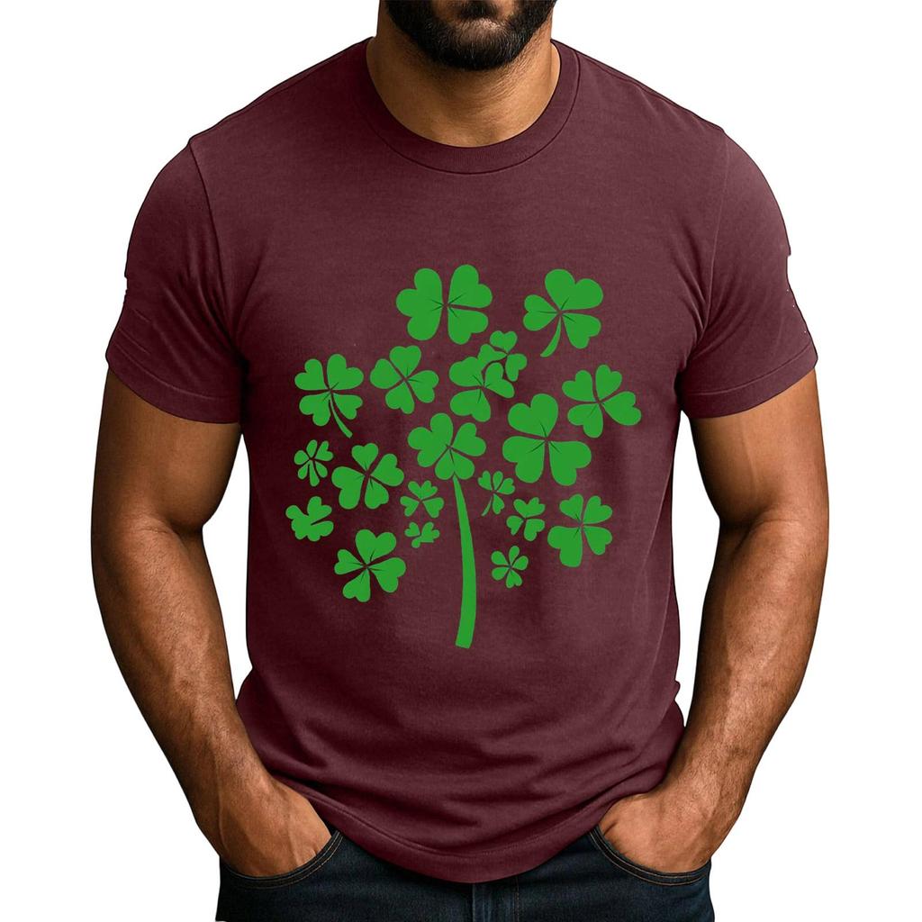 Popularny Męski T-shirt z Nadrukiem, Okrągły Dekolt, Krótki Rękaw