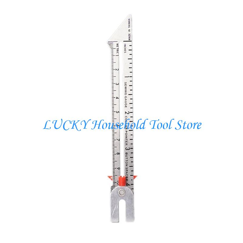 J0MC Metal Fabric Quilting Ruler Sliding Gauges Measuring Sewing Ruler for Clothing