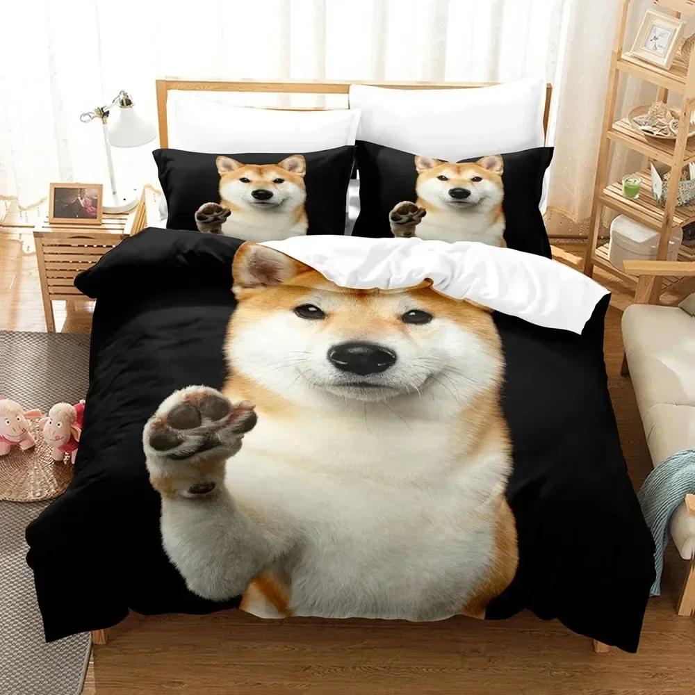 Dog Duvet Cover Cute Dogs Bedding Set Cartoon Puppy Pattern Duvet Cover Set 3D Print Dogs Pattern For Kids Adults