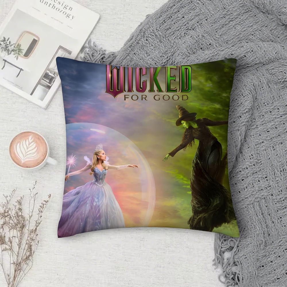 Movie W-Wicked Pillow Case Square Double-Sided Printing Short Plush Sofa Cushion Cover Bedroom Bedside Pillow