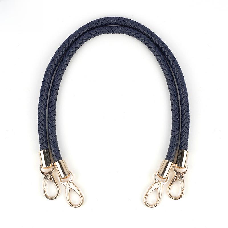 60cm Black PU Leather Woven Bag Handle Strap - Imitation Leather Shoulder Accessory