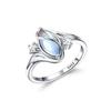 New accessories European and American fashion, unique oval moonstone ring with cubic zirconia, geometric design for women