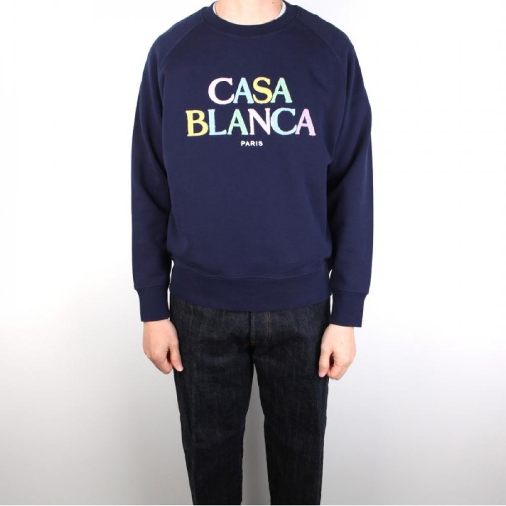 

22FW Толстовка Casablanca с разноцветным логотипом Темно-синего цвета MF22JTP01102 M