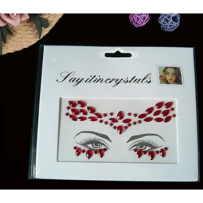Glitter Crystal Face Stickers For Party Festival, Mermaid/Mixed Style, Random Colors & Shapes