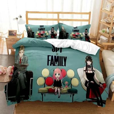 Anime Spy × Family Anya Juego de Cama Niños Niñas Tamaño Twin Queen Funda Nórdica Funda de Almohada Cama Niños Adultos Moda Textil para el Hogar