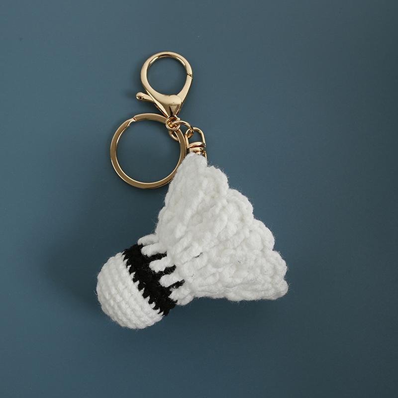 

Cute Crochet Badminton Keychain Hand-Woven Bag Charm Pendant Keyring Keyholder Party Jewelry Gifts as the picture