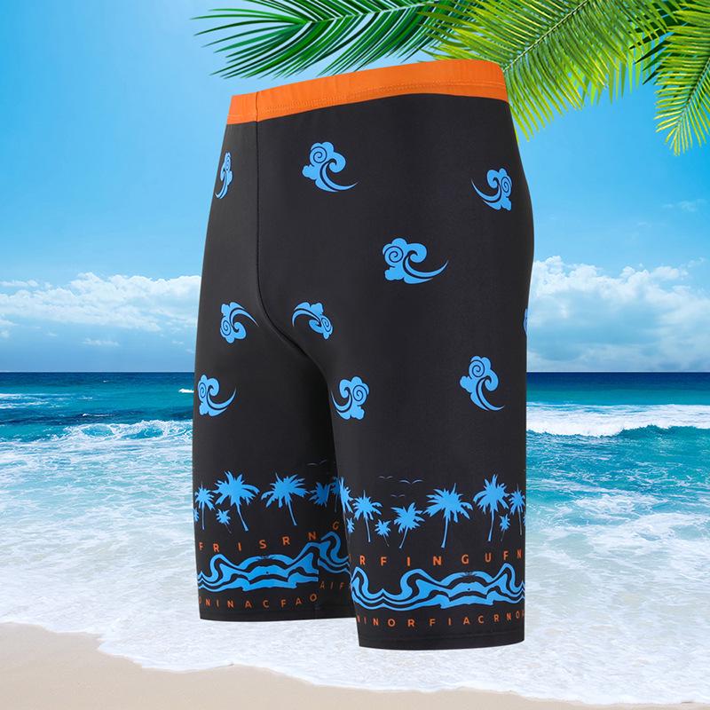 

2024 Men s Heat Transfer Print Swim Trunks - Competitive Five-Point Swimwear. 5XL