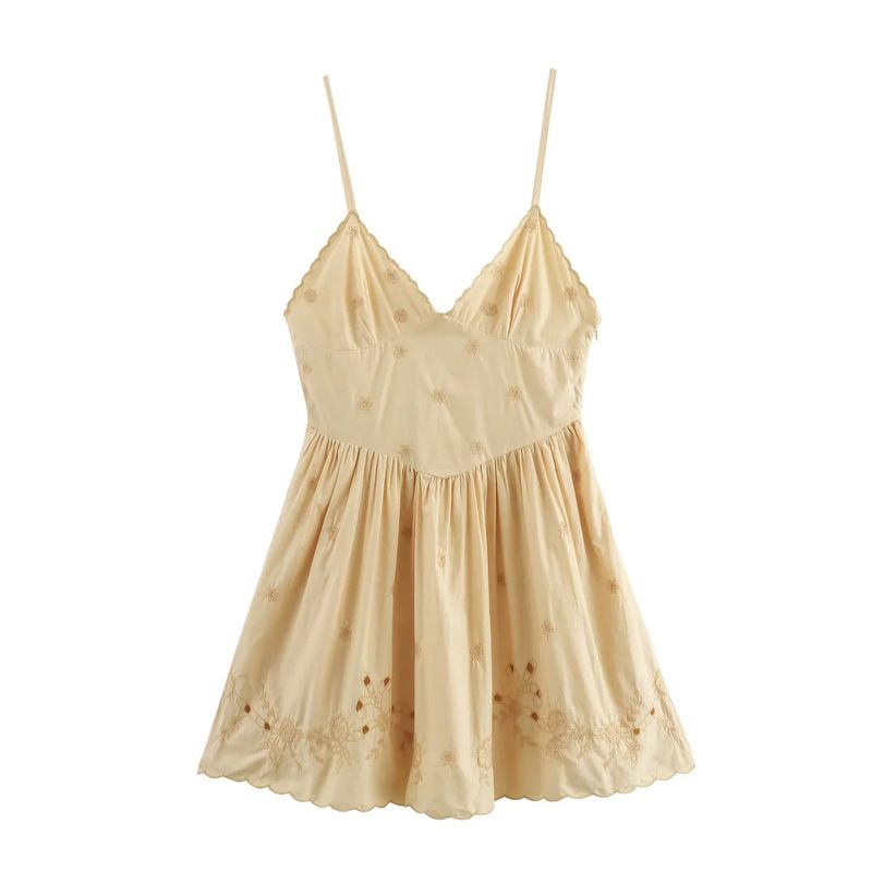 Kaslead New Arrival Women's Clothing Fashion Style Fashion Casual Minimalist Embroider Poplin Dress 7200377