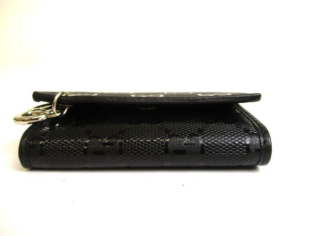 Authentic GUCCI GG Imprimee Black Leather 6 Pics Key Chain #b056  Open box