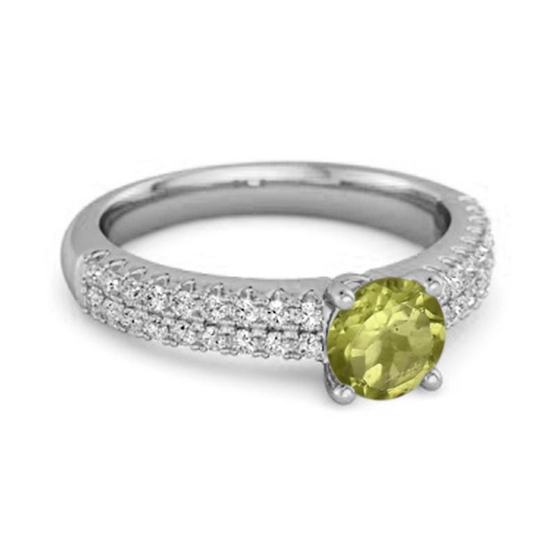 Peridot Double Pavé Band Ring - Sterling Silver