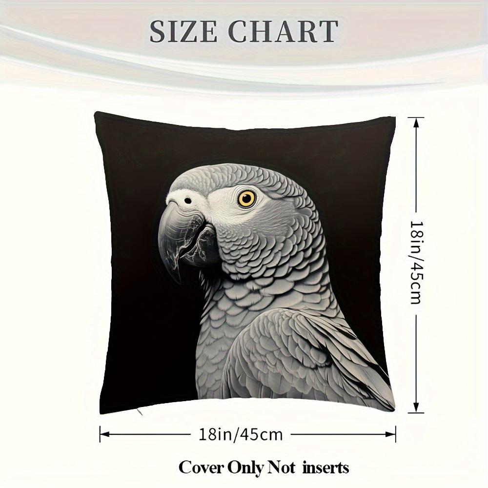 Vintage African Grey Parrot Decorative Pillowcase, Congo Bird Pattern Cushion Cover For Sofa Bed Home Room Decor