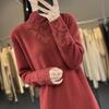Women's Cashmere Dress Qinghe Cashmere 70% Wool 30% Cashmere Women's Autumn and Winter Cashmere Dress Soft and Warm