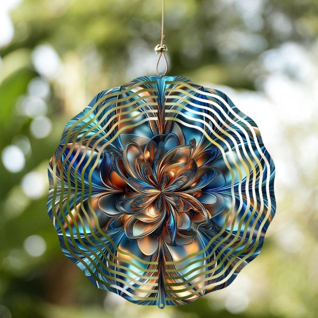 Mandala Wind Spinner - Metal Suncatcher for Indoor & Outdoor Decor, Ideal for Christmas, Halloween, Thanksgiving - No Battery Required, Single Piece