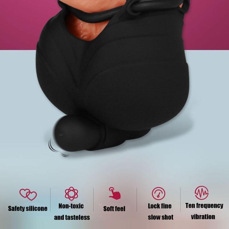 Silicone Scrotum Delayed Ejaculation Vibrating Ball Stretcher Vibrator Sex Toys for Men Testis