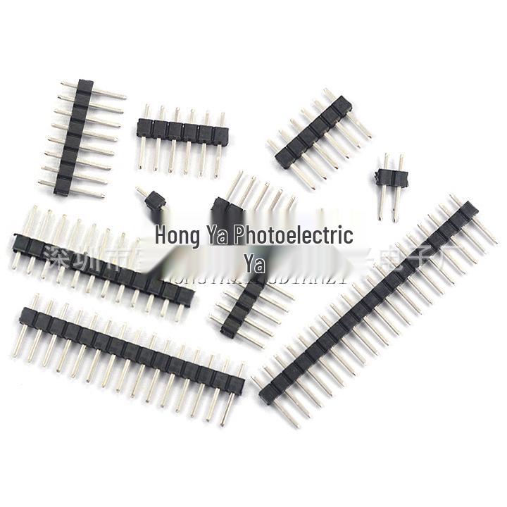 2.54mm Single Row Gold-Plated Copper Pin Header - Straight, 1*2 to 1*40 Pins