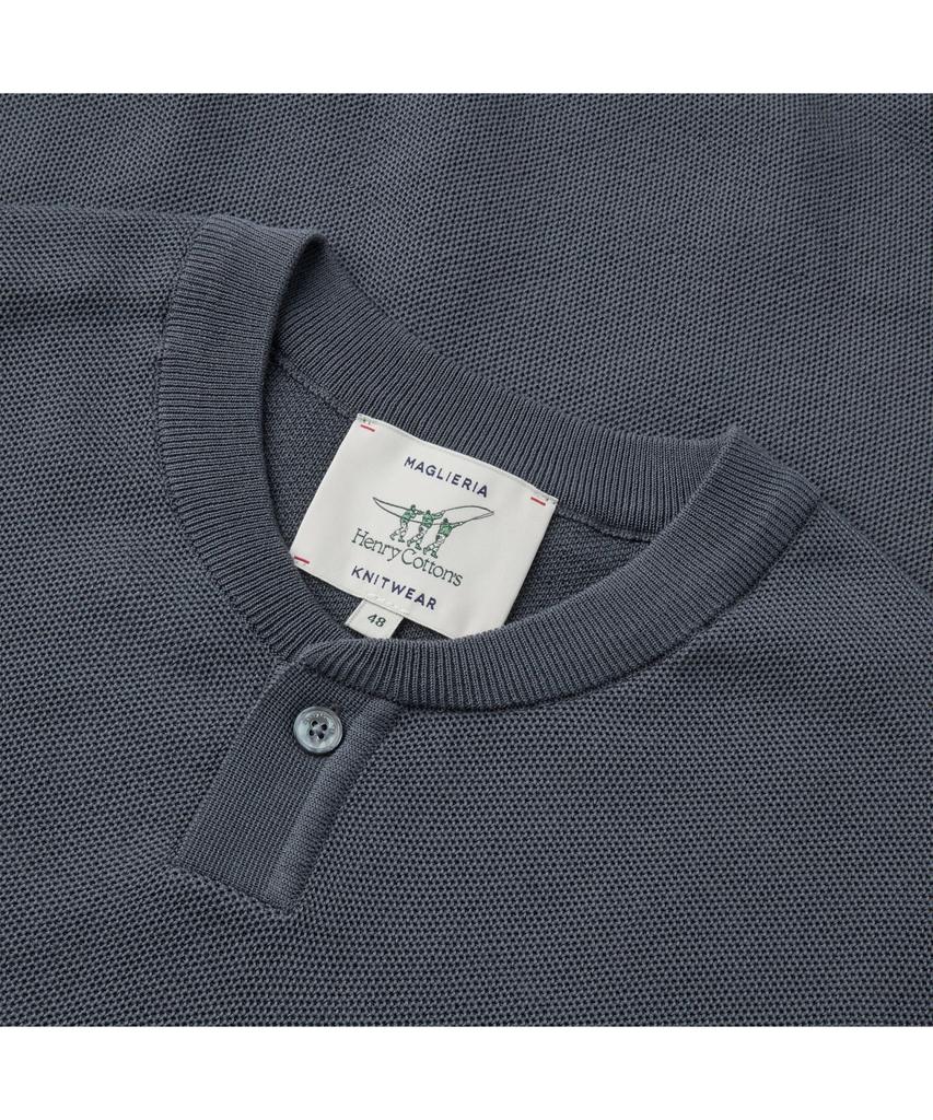 Henlikoteun Fine-Knit Henley Neck Short Sleeve Knit Ahwam26601Gyx