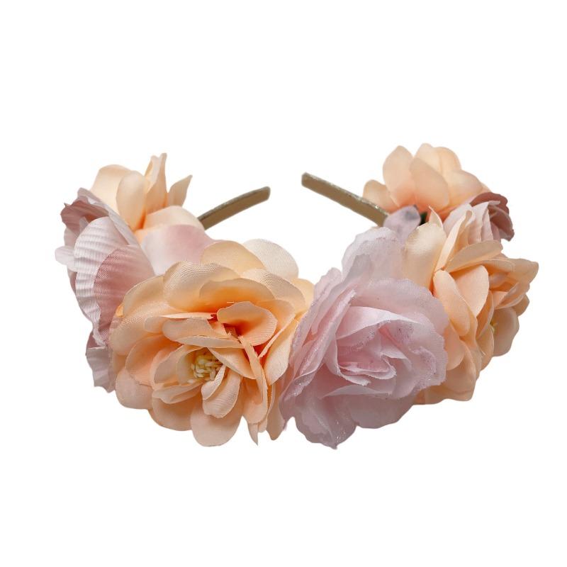New Pink Simulation Flower Headband Bohemian Fabric Flower Headband Bridal Mesh Rose Headband