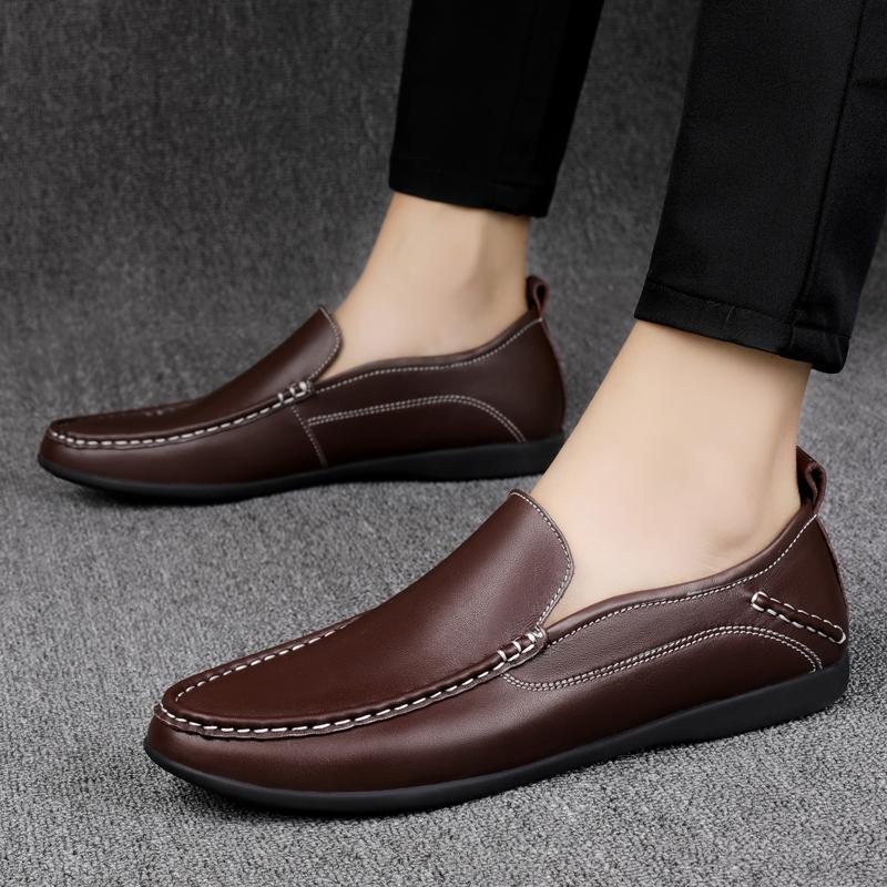 Fashion Big Size 38-46 Luxury Men Loafers Soft Moccasins Autumn Black Shoes Man High Quality Mens Shoes Casual Leather Driving Flats