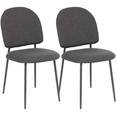 Set of 2 Vintage "Loft" Style Chairs &; Metal Legs Matching Color - Dark Gray