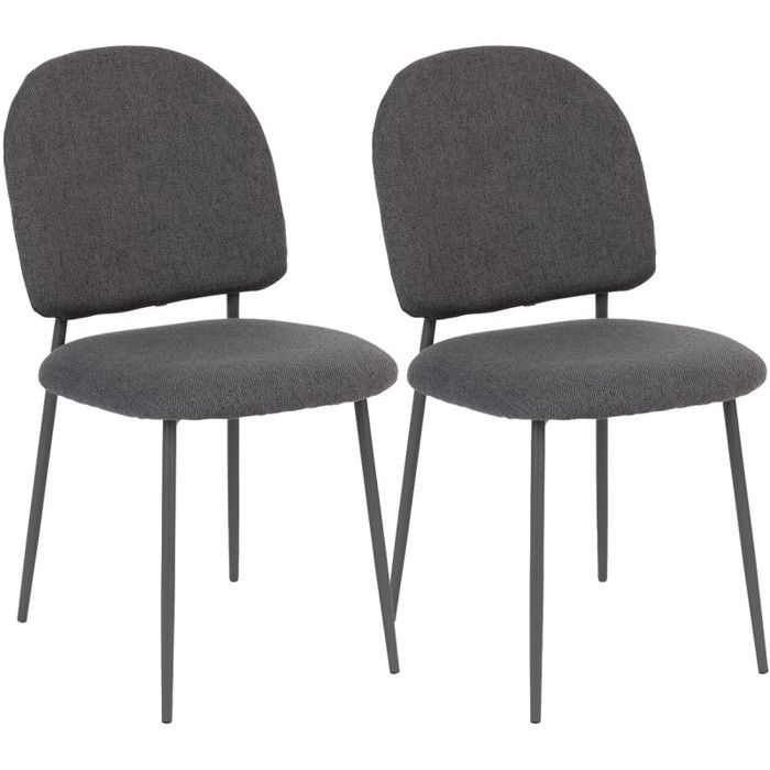 Lot de 2 chaises style Vintage "Loft" &amp; pieds métal Matching color - Gris foncé