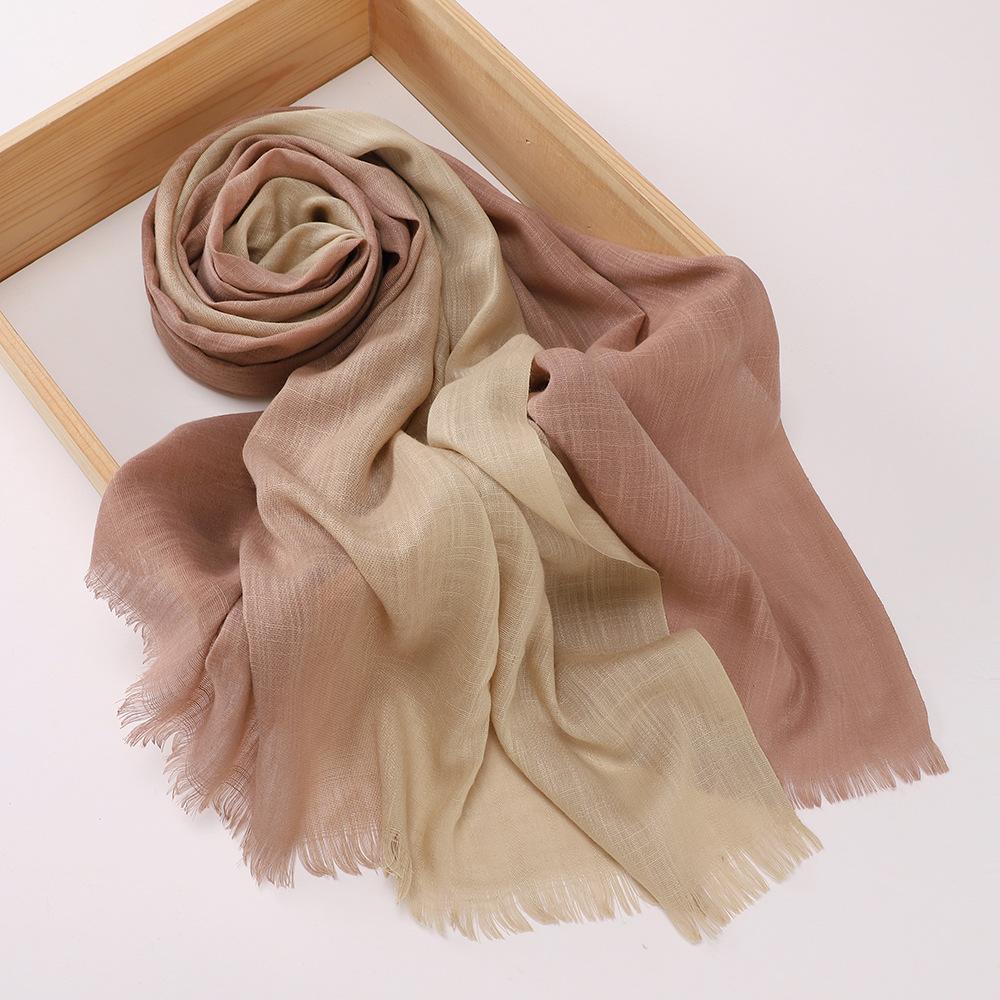 New two-color spliced bamboo cotton scarf, women's bag head color yarn scarf