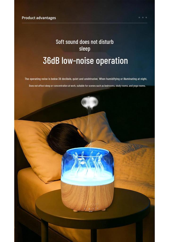 Wood Grain Jellyfish Ultrasonic Aroma Diffuser and Night Light