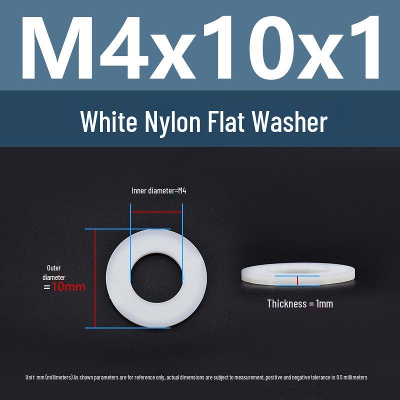 Yigu High-Temperature Wear-Resistant White Nylon Flat Washer, Sizes M2-M24