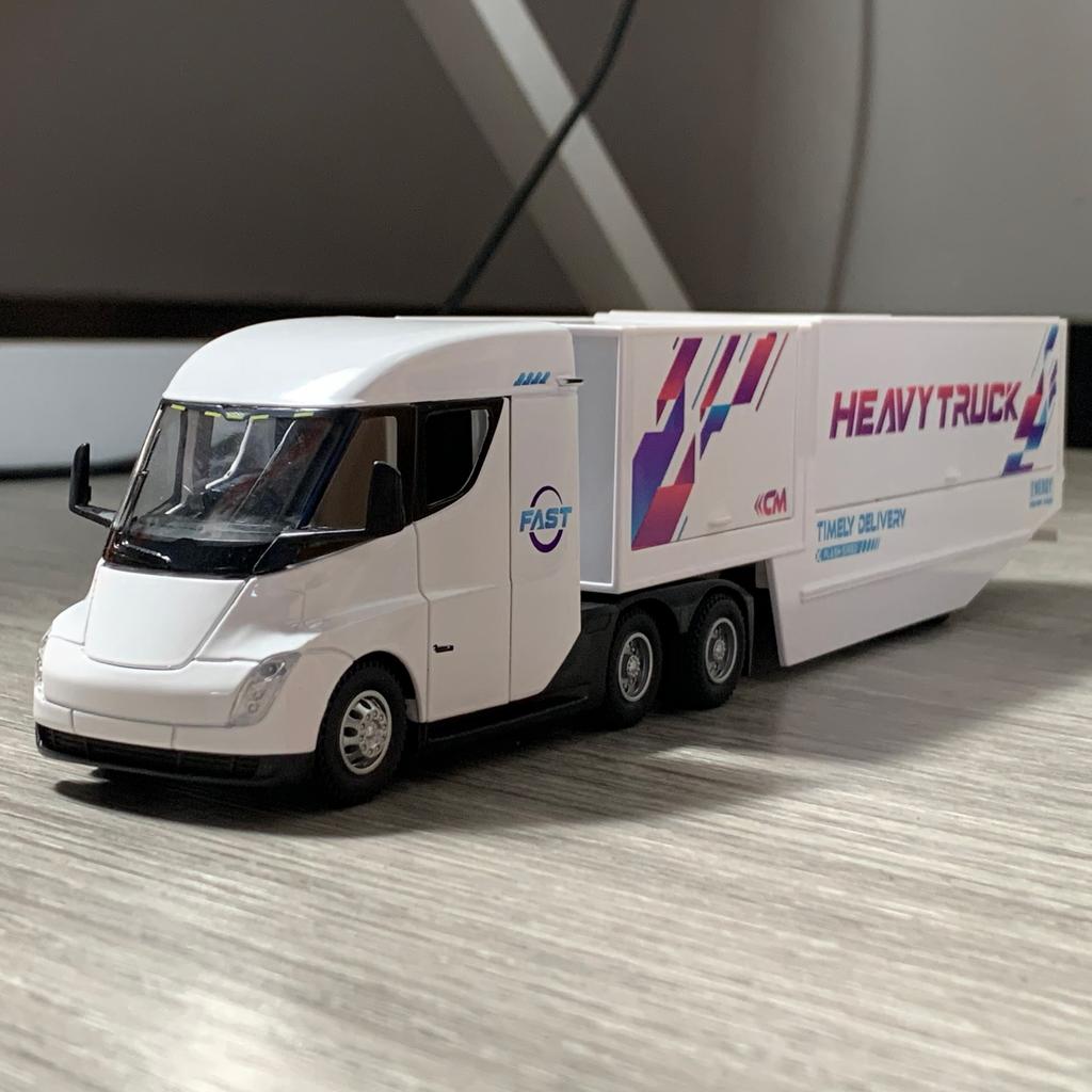 1/32 Tesla Semi Container Truck Transport Vehicle Truck High Simulation Metal Vehicle Model Excellent Home Desktop Trendy Ornament Boy