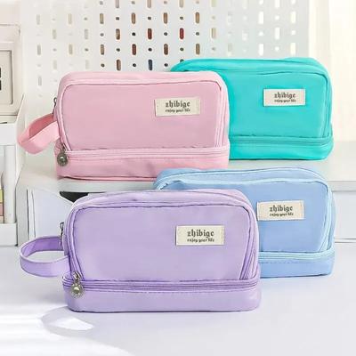 Large Capacity Double Layer Pencil Case Multi Functional and Minimalist Stationery Storage Student Stationery Supplies