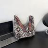 Women Ethnic Crossbody Bag Canvas Shoulder Bag with Adjustable Strap Multicolor Hobo