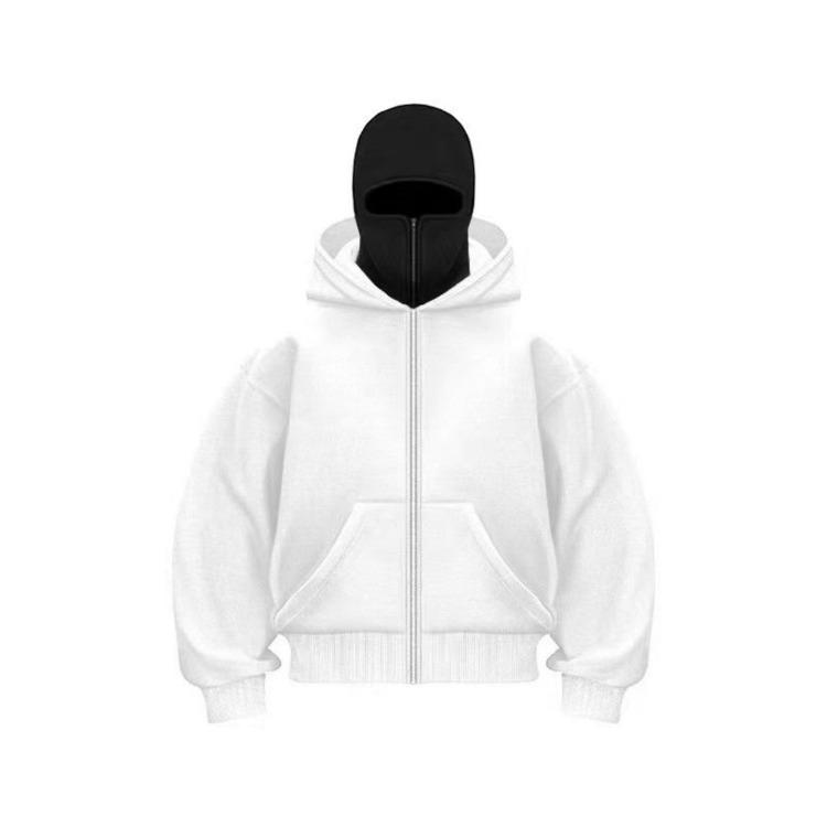 Unique Design Hooded Double Layer Zipper Sweatshirt Jacket For Spring Autumn Loose Street Style S слоновая кость