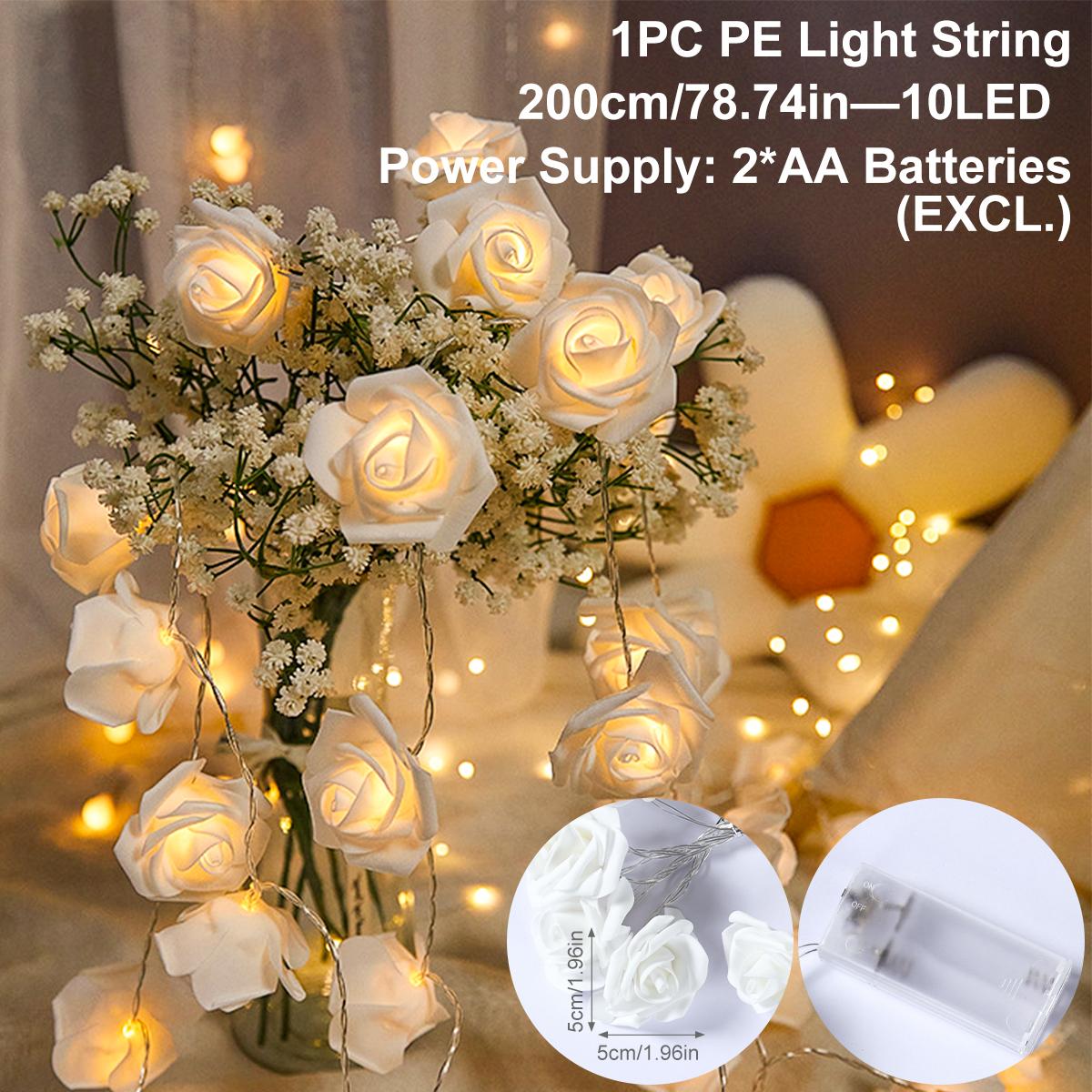 

Гирлянда из роз на День святого Валентина, свадебные украшения для комнаты, ночник, гирлянда из искусственных цветов, светодиодные лампы