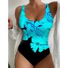 Women One Piece Swimsuit With Floral Print Padded Wireless Sleeveless Open Back Swimwear For Beach Pool Swimming Water Sports S-4XL