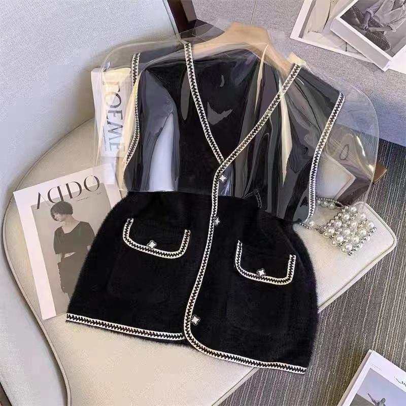 

Женский свободный вязаный жилет Осень/Зима Французский Новый Женский топ 3XL чёрный