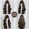 Middle East Cool Brown Big Waves Wig for Women - Air Bangs Long Curly Hair, Heat Style Trim Ready, European American Daily High Quality