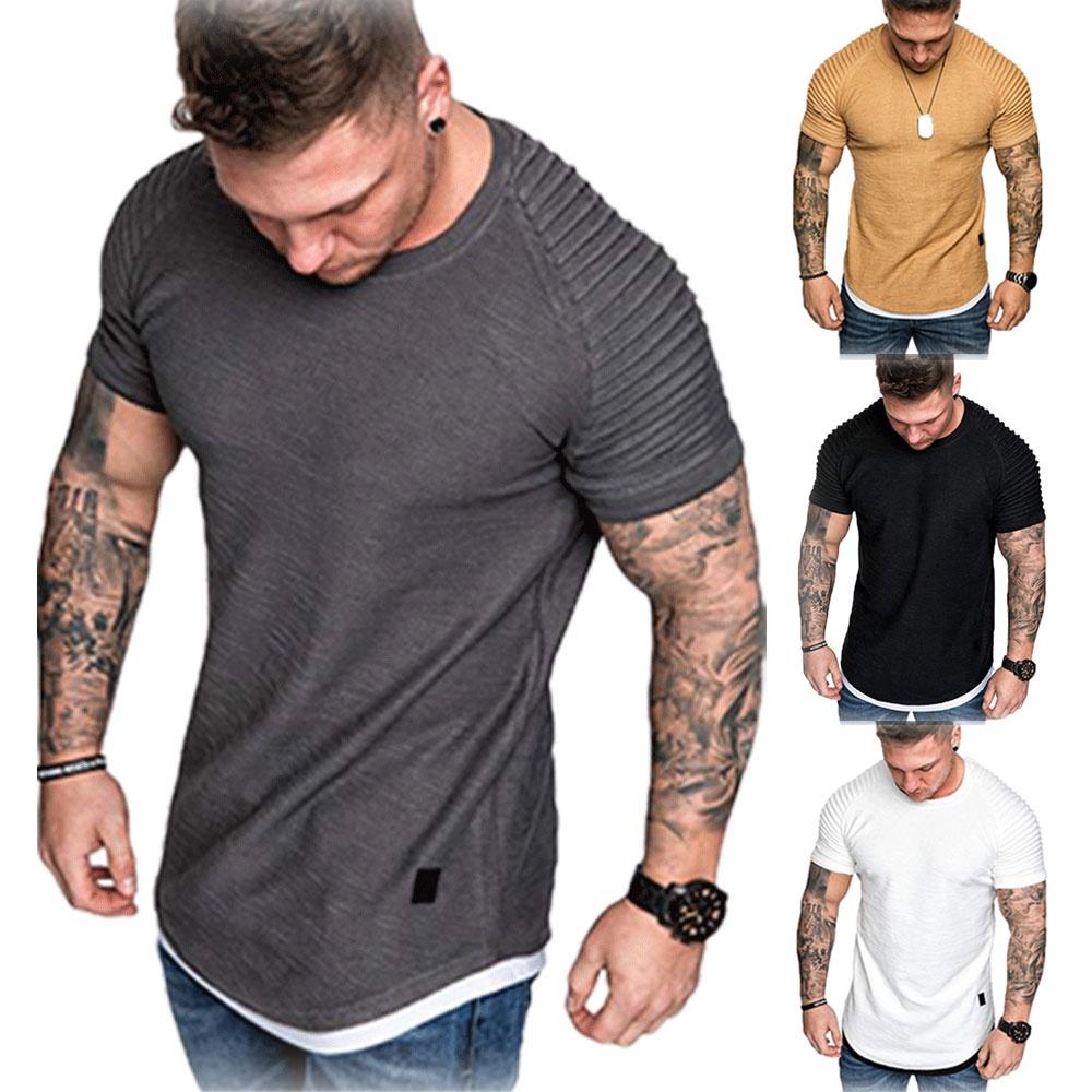 Men Solid Color Slim Fit O Neck Short Sleeve Muscle Tee Shirt Casual Tops Shirts