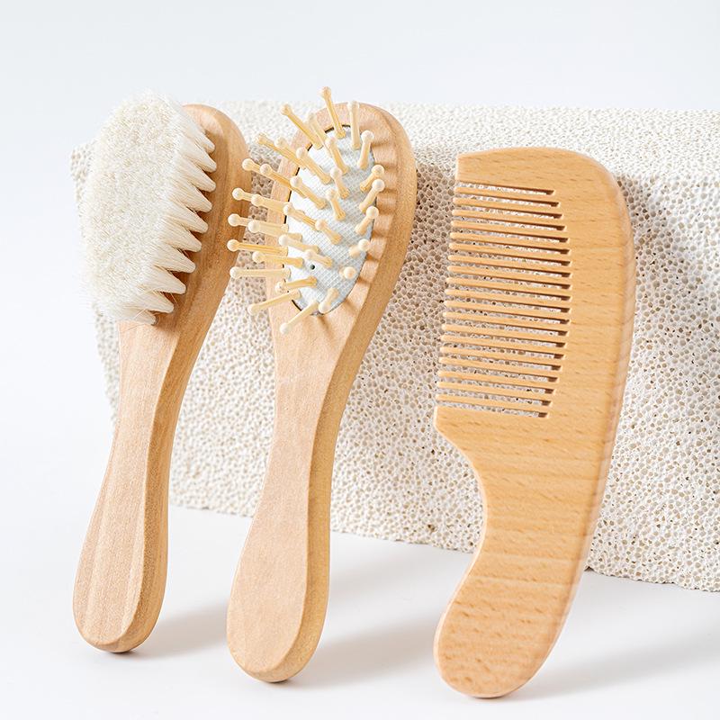 Kids' Hairdressing Set: Shampoo Cleaning Brush & Baby Massage Wool Comb