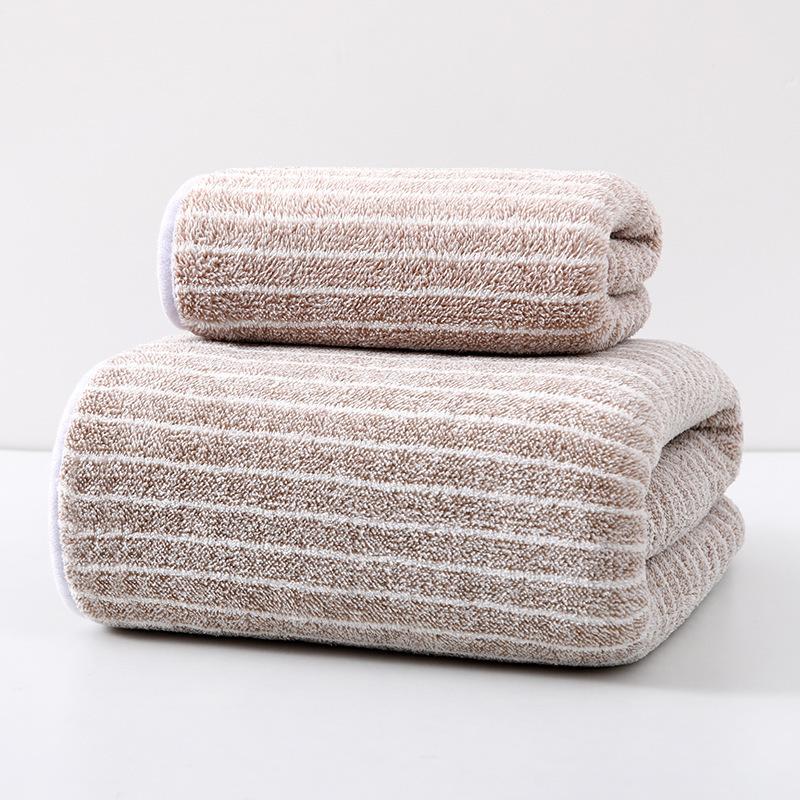 Premium Coral Fleece Bath Towel Set Wide Stripes Print High Absorbency Thick Soft Large Size for Home Bath Spa Gift Set Quick Dry Towel